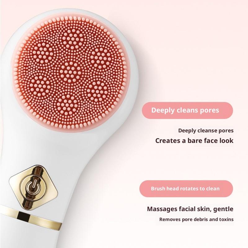 3 In 1 Electric Silicone Facial Brush Cleaner Vibration Rotating Massage Pore Cleansing Instrument Waterproof Beauty Tool