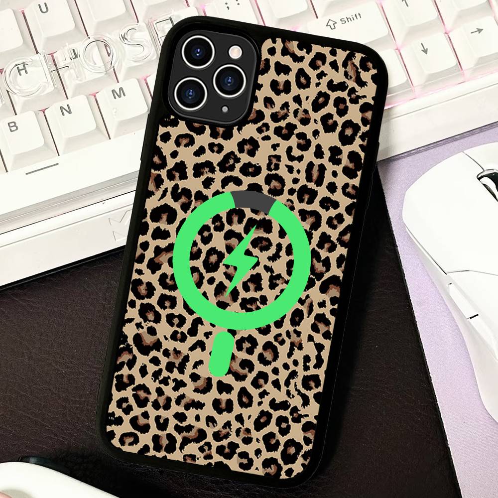 Funda para Teléfono con Estampado de Leopardo y Guepardo Para IPhone 17 16 Pro Max 15 14 Plus 11 13 12 A Prueba de Golpes Magnética Para Cubierta Magsafe