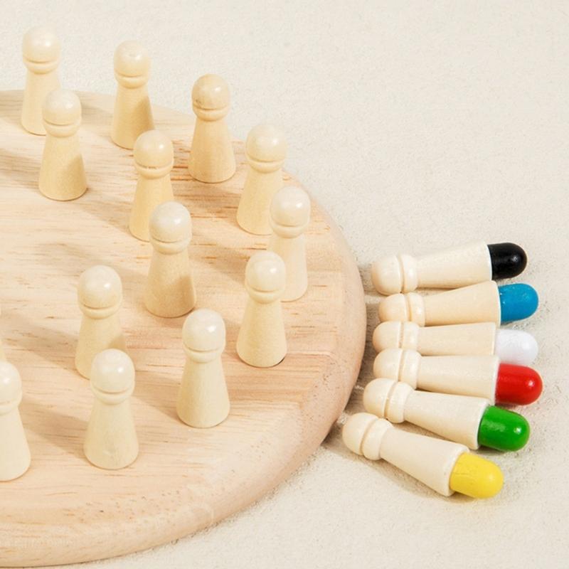 Wooden Memory Matching Game Concentration Training Educational Toy Early Education Color Memory Chess for Kids
