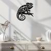 Metal Wall Art Black Chameleon Reptile Decor, Indoor Outdoor Patio Gift for Christmas Thanksgiving Birthday, Nature Home Ornament