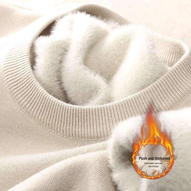 Men's Fleece-Lined High-Neck Knit Sweater: Thick Casual Autumn/Winter Pullover 2025
