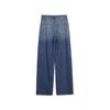 ELLE French Design Solid Color Cotton High Waist Vintage Gradient Straight Leg Jeans Women Jeans Blue EQ49219