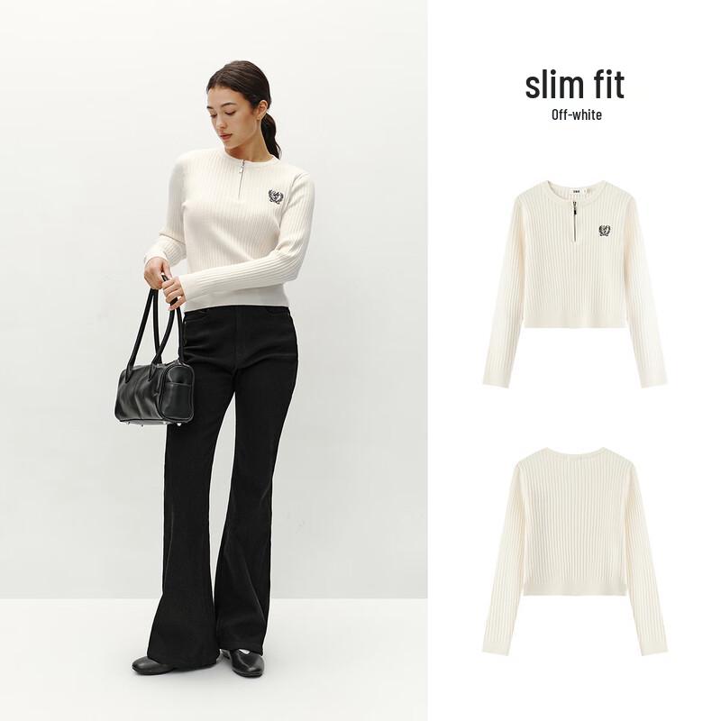 Semir Women's Embroidered Half-Zip Slim-Fit Sweater