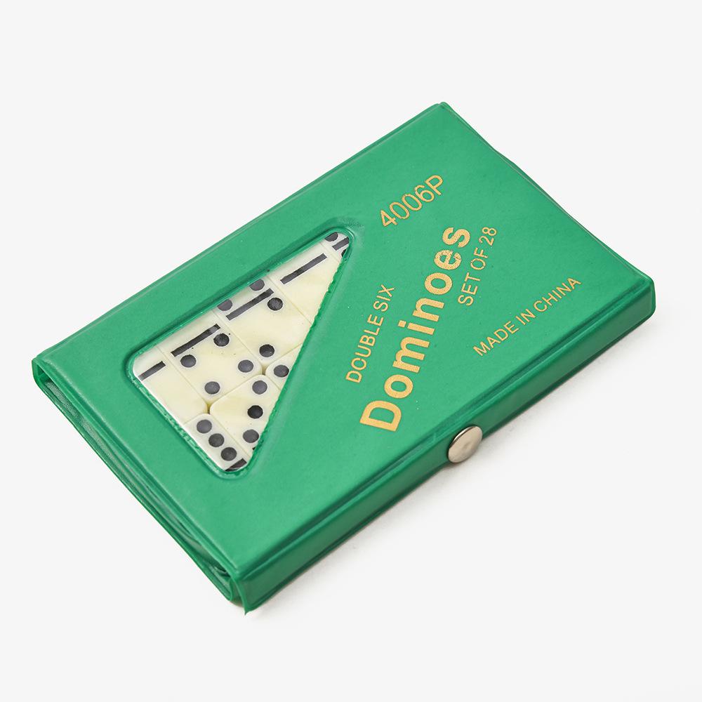 Four-Color Boxed Dominoes Double Sixes PVC Box Yellow Tooth Bone Cards Gaming Set