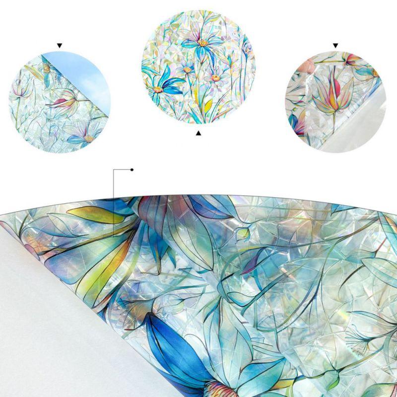 Window Stickers Vibrant Floral and Leaf Pattern Window Decals