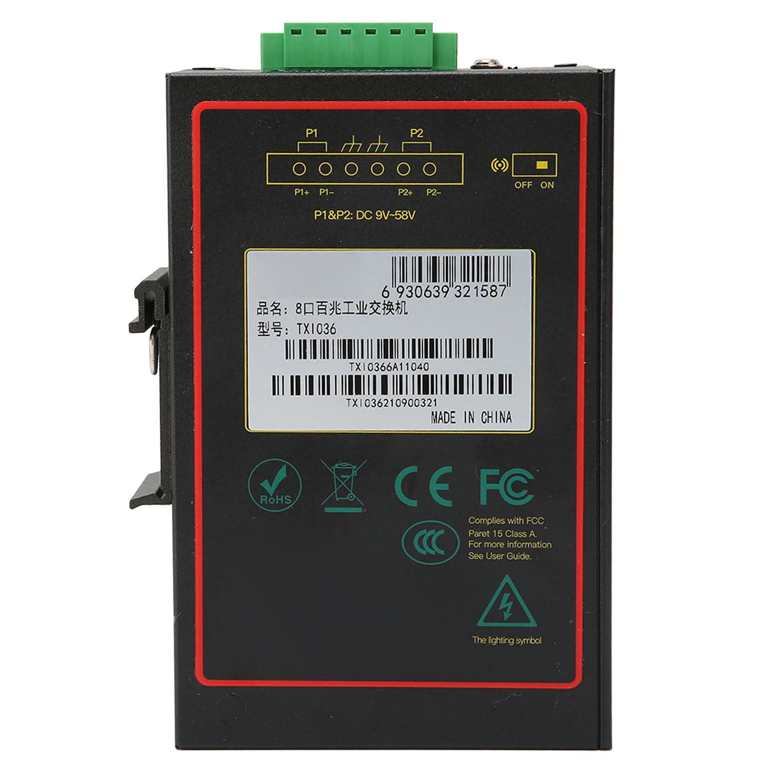 

Ethernet Switch 8 Port ‑40 celsius to 85 celsius 10100Mbps 1.5W RJ45 Ports Desktop Computer Accessories DC9V to