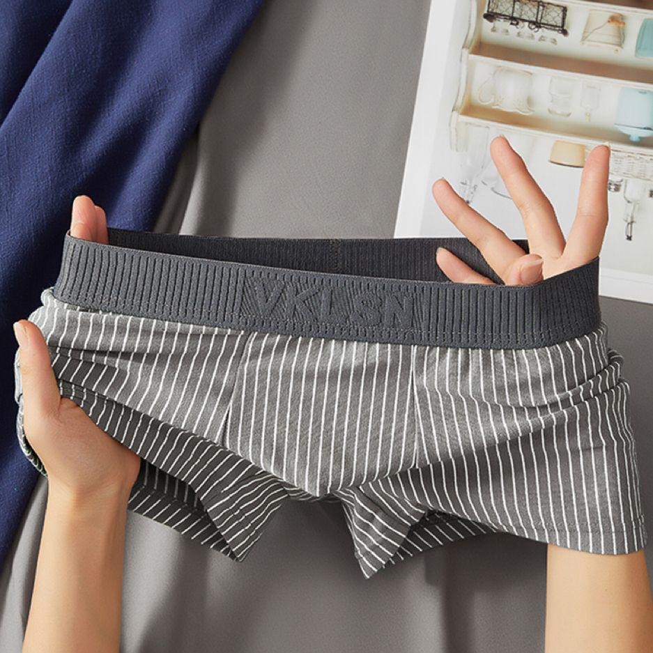 1Pcs Boxershorts Herren Unterwäsche Sexy Höschen Baumwolle Gestreiften Mann Unterhose Männlichen Boxer Homme U Konvexen Dessous