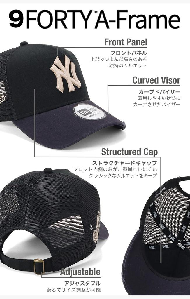 New Era 9FORTY AFrame Strap Mesh Cap 15228711 NER37C3414 NY New Era Mesh Cap 9FORTY Side Patch MLB ONSPOTZ Collaboration SIDE PATCH 2Tone MLB New York