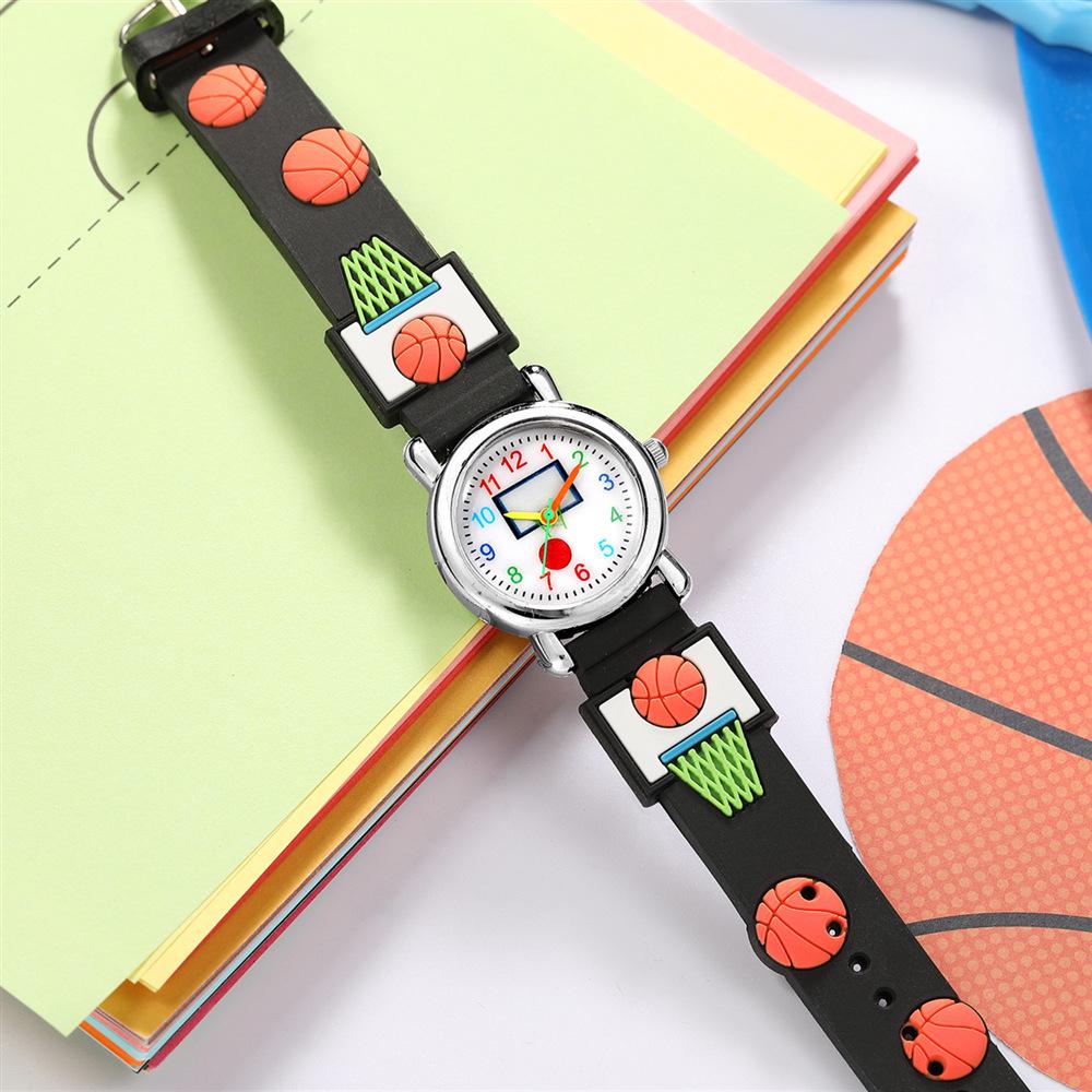 3D-geprägte Unisex-Sportuhr für Kinder – Basketball-Design, Perfekt für Schüler & Kindergarten-Geschenk