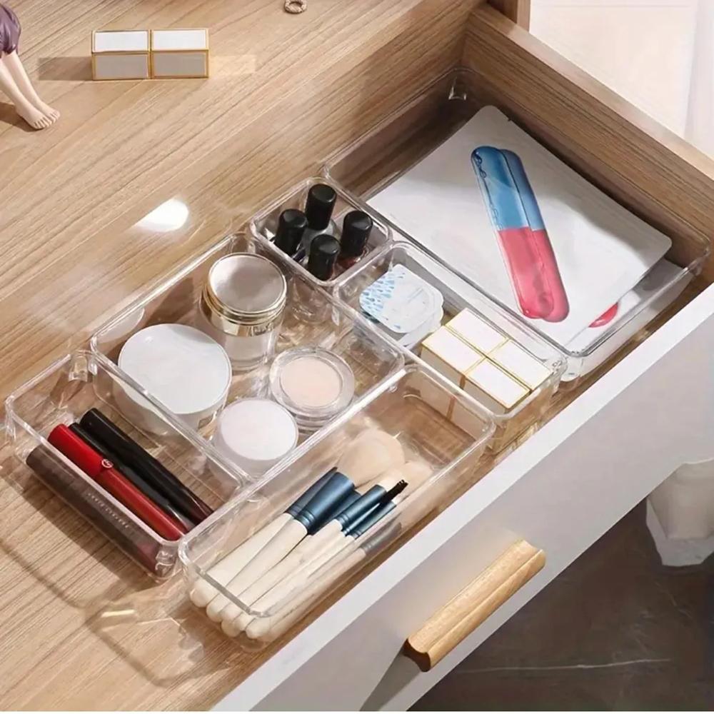 25PCS Drawer Storage Box Set Transparent PET Desktop Organizer Kit Drawer Divider Storage Box for Cosmetic Student Stationery