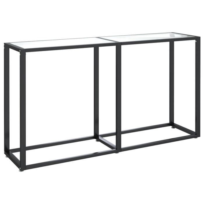Table console - Transparent - 140x35x75,5 cm - Verre trempé - Design contemporain - A monter soi-même
