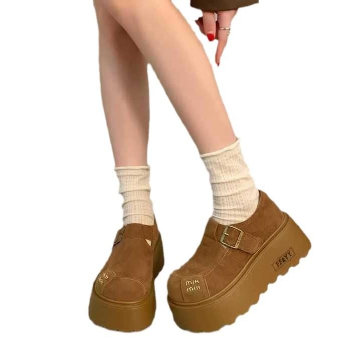 Baotou Korean Version of Solid Color Anti-skid Shoes 2025 Spring and Autumn Versatile Muffin Bottom Cute Round Head Small Fragrant Temperament Anti