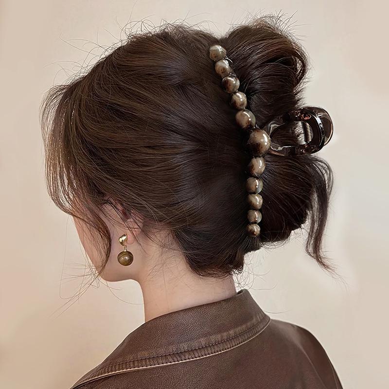 Medium Pearl Claw Clip for Thin Hair - Elegant Hairpin for Updos and Headwear