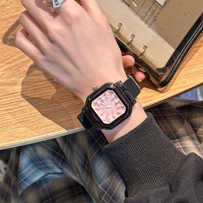 Fashionable and Simple Student Jelly Watch Square Waterproof Casual Commuting Silicone Band Women's Quartz Watch