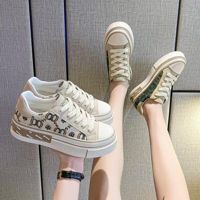 2024 Summer Fashion Women Print Canvas Shoes Casual Women Non-slip Vulcanized Platform Sneakers Lady