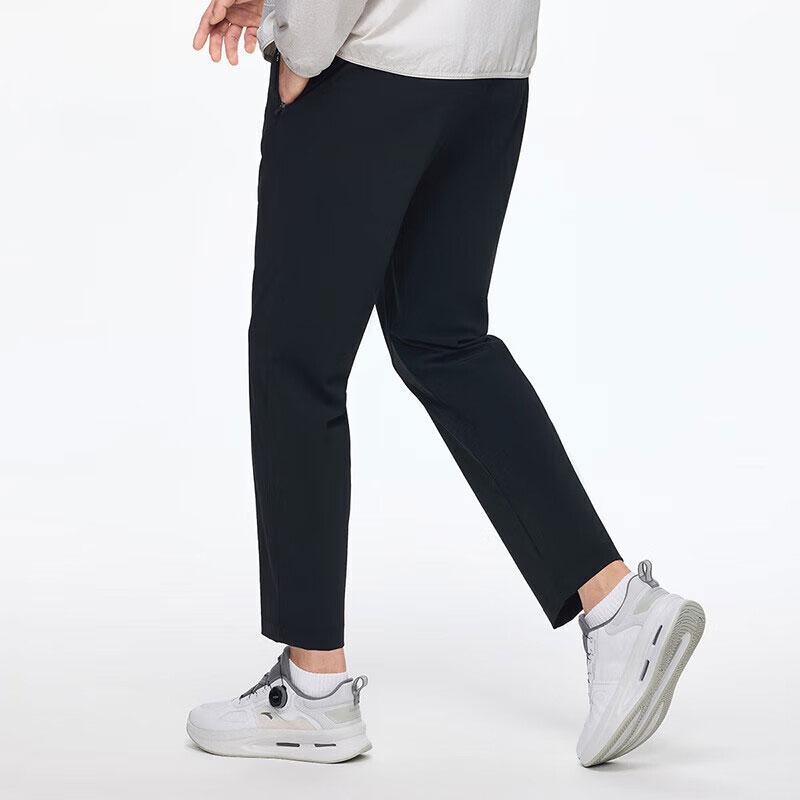 Anta Training Series Solid Color High Elasticity Nine-Point Slim Fit Casual Pants Men Bottoms Black 152427301-3