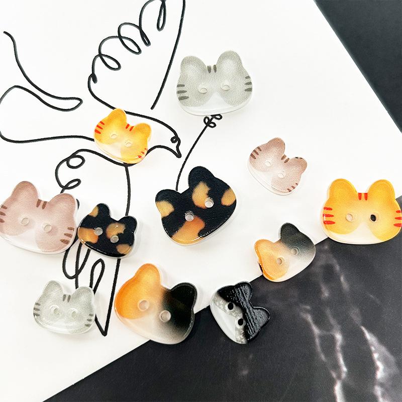 20Pcs Cute Cat Two-eye Buttons 12/17mm Colourful Cartoon Cat Resin Buttons DIY Kids' Clothes Hats Socks Buttons·