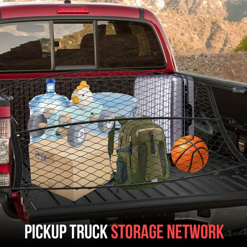 Ladeflächen-Netz für LKW, aufgerüstet, 1,1 x 1,2 m, Lade-Netz, Auto-Kofferraum, hinterer Organizer, elastisches Netz, Halter, generisch, Passform-Netz für SUV, LKW