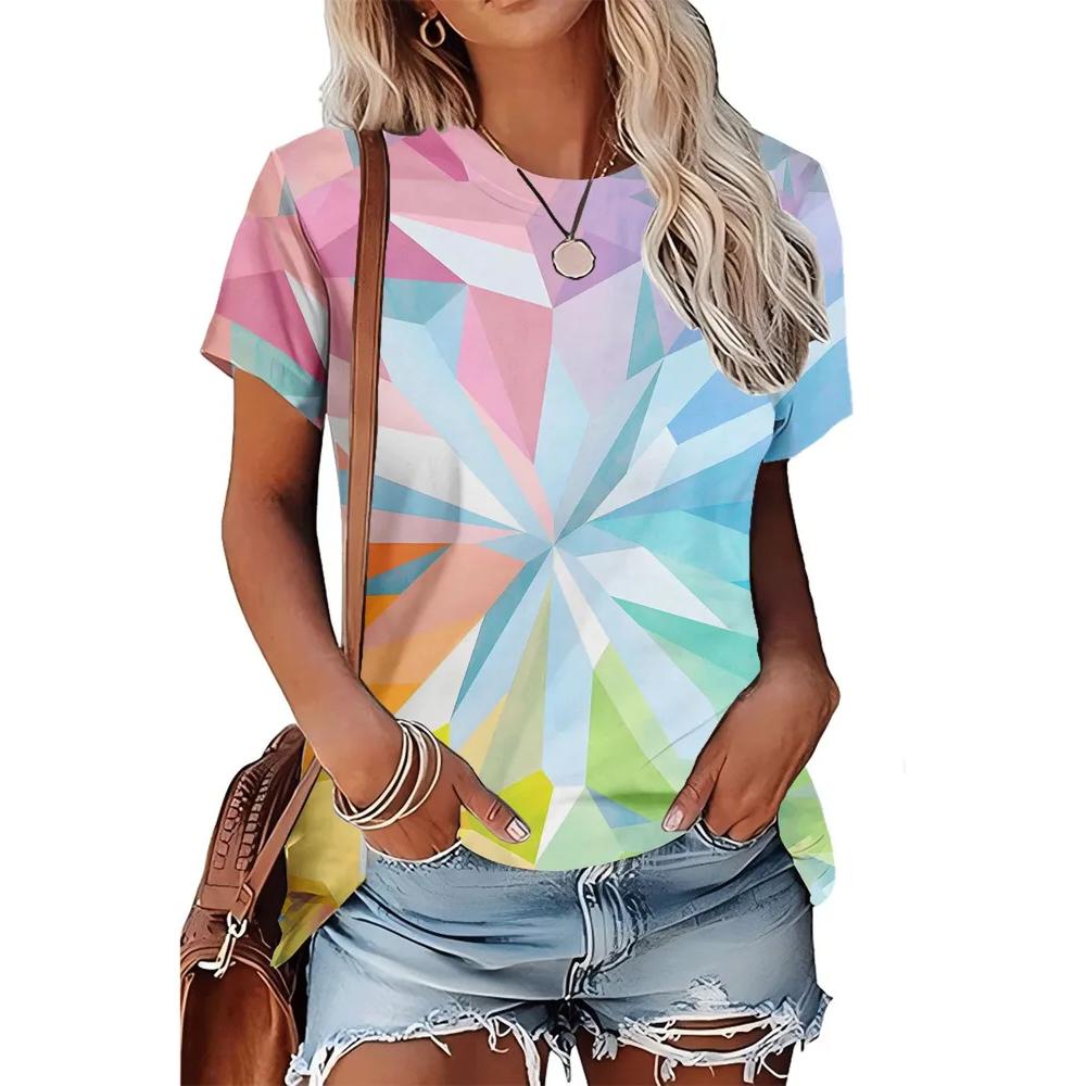 Women's Flower Print Versatile Top Casual Loose Short Sleeve Comfortable T-Shirts Women’s