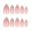 Elegant Gold-Curved French White Marble Wearable Nail Art Tips