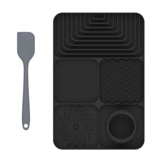 Silicone Dog Lick Mat with Spatula Boredom Anxiety Relief Pet Food Mat with Suction Cup Slow Feeder Bowl Peanut Butter Licking Mat Enrichment Toy