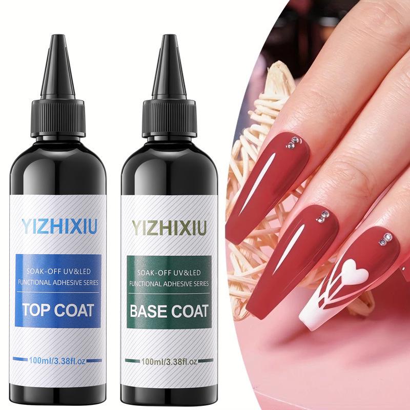 Functional Gel Nail Polish Set: Strengthening Base Coat, Balancing Matte Sealer, Marbling Liquid