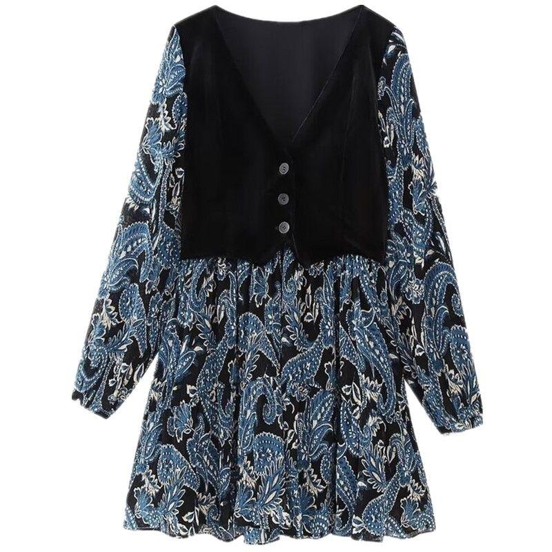 

Fashion Style Winter New Women s Clothing Easiest for Match Velvet Vest Stacked Print Dress 9377731 030 Green L