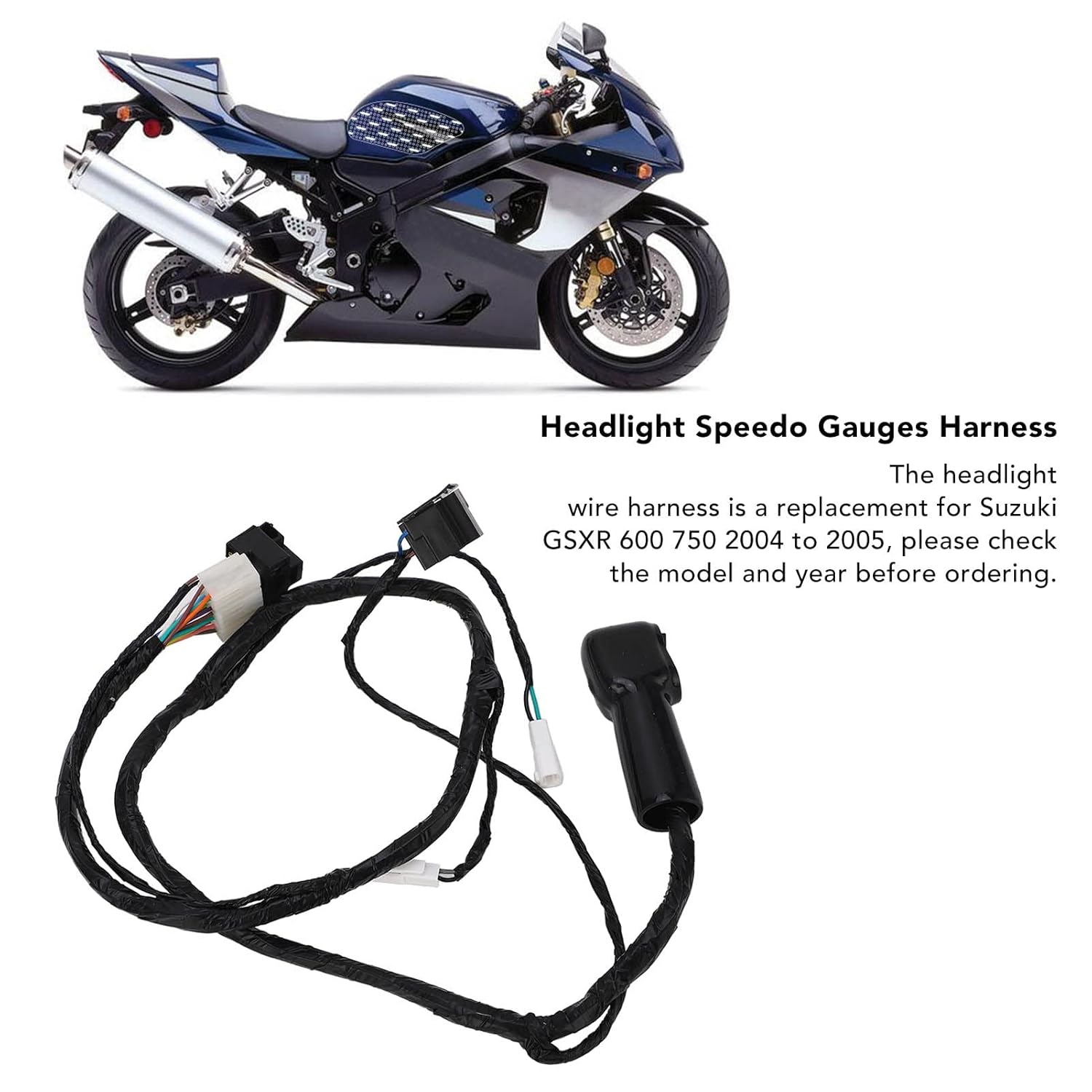 Aramox Headlight Wire Harness, Headlight Gauges Harness Speedometer Wiring Cable Compatible with GSXR 600 750 2004 to 2005