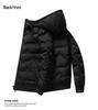 Men's Reversible White Duck Down Puffer Jacket: Short, Hooded, Solid Color, Warm, Windproof for Autumn and Winter