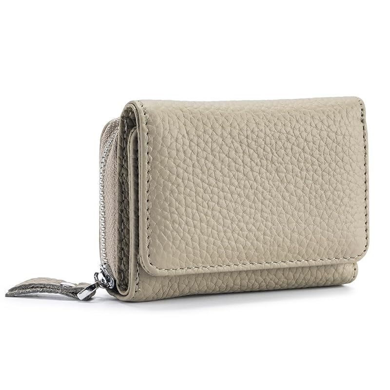 

[Yocipa] Genuine leather compact multifunctional Wallet ladies leather tri-fold mini wallet skimming prevention coin purse card holder Coin case small