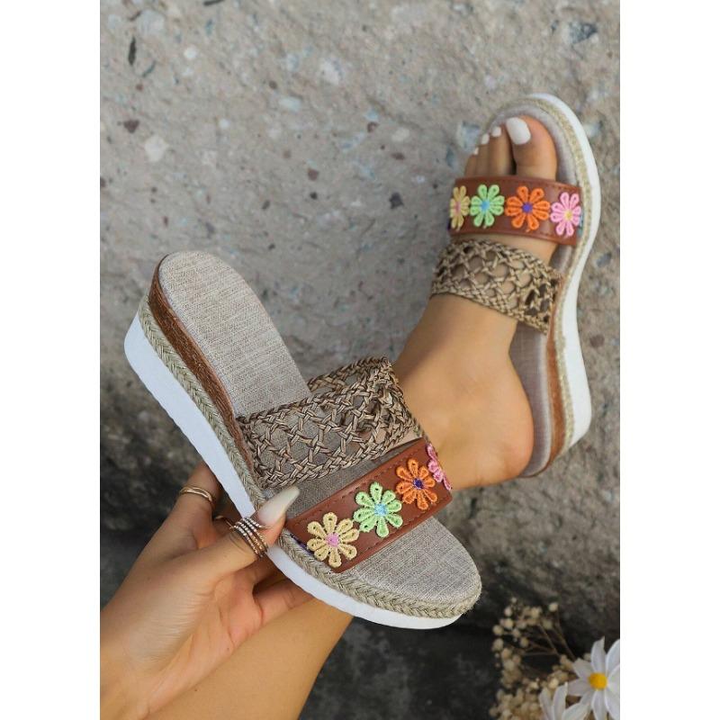 Cross-border Foreign Trade High-heeled Slippers Women's Large Size 43 Hemp Rope Bottom Thick-soled Fish Mouth Sandals Women's Wholesale