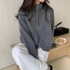New Autumn and Winter Stand-up Collar, Double Zipper, Long-sleeved, Loose, Large-sized, Laid-back Style Knitted Cardigan Sweater for Women