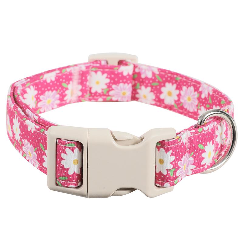 Adjustable Dog Collar Daisy Floral Dog Necklace Christmas Halloween Festival Pet Collars Chihuahua French Bulldog Dog Supplies