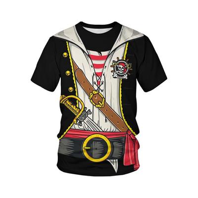 Summer Round Neck 3D American Flag Print Top Fashionable Casual Short Sleeved Men's T-shirts