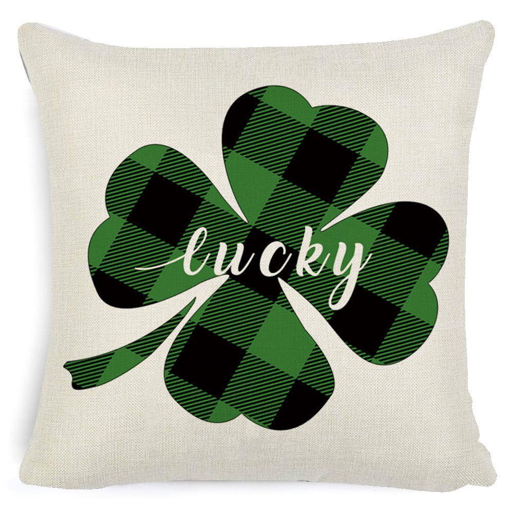 St. Patrick's Day European Holiday Four-leaf Clover Cushion Pillow Case Office Lumbar Support