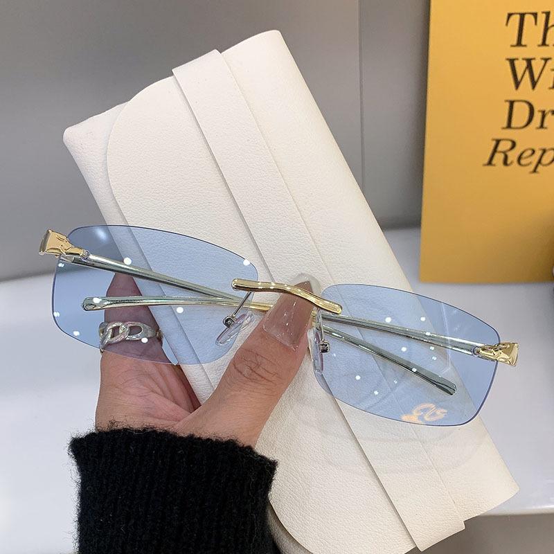 Vintage Sunglasses Rimless Cut Edge Sunglasses Fashion Designer Shades Luxury Golden Leopard Frame Sunglasses UV400