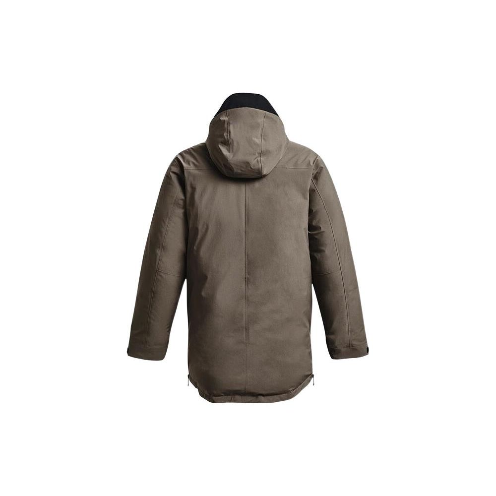 Under Armour Embroidered Letter Zip Hooded Down Jacket Men Outerwear Brown 1375450-366