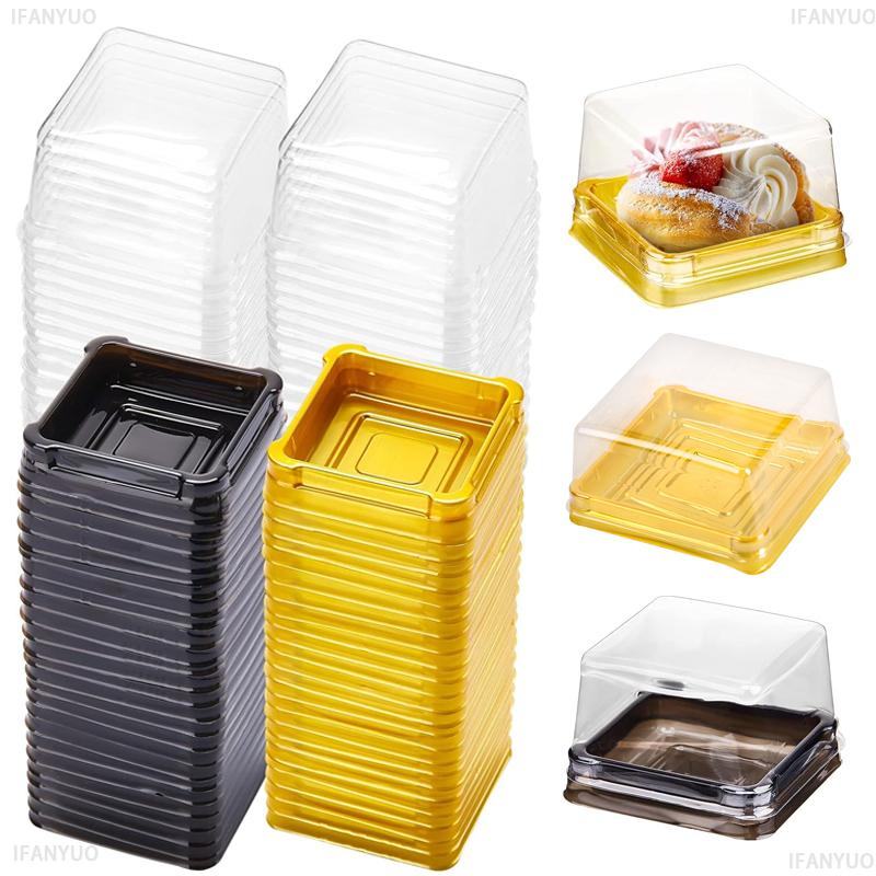 50 Pezzi Scatola Trasparente per Torta Contenitore Quadrato Scatola per Mooncake con Coperchio Scatole per Imballaggio Cupcake Pasticceria Matrimonio Forniture per Feste