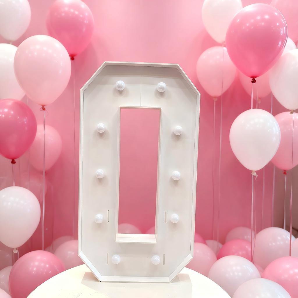 1Pc 73cm Light Up Digital Marquee Frame Yellow Lights KT Board Number 0-9 Plug-in KT Board Party Decorative Birthday Party Anniversary Decoration