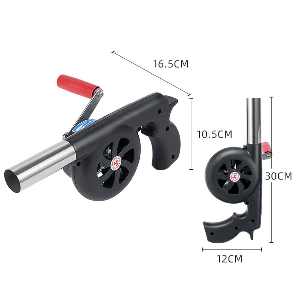 Manual BBQ Air Blower with Metal Fan Blade, Hand Crank Fire Starter Tool for Camping and Outdoor Use