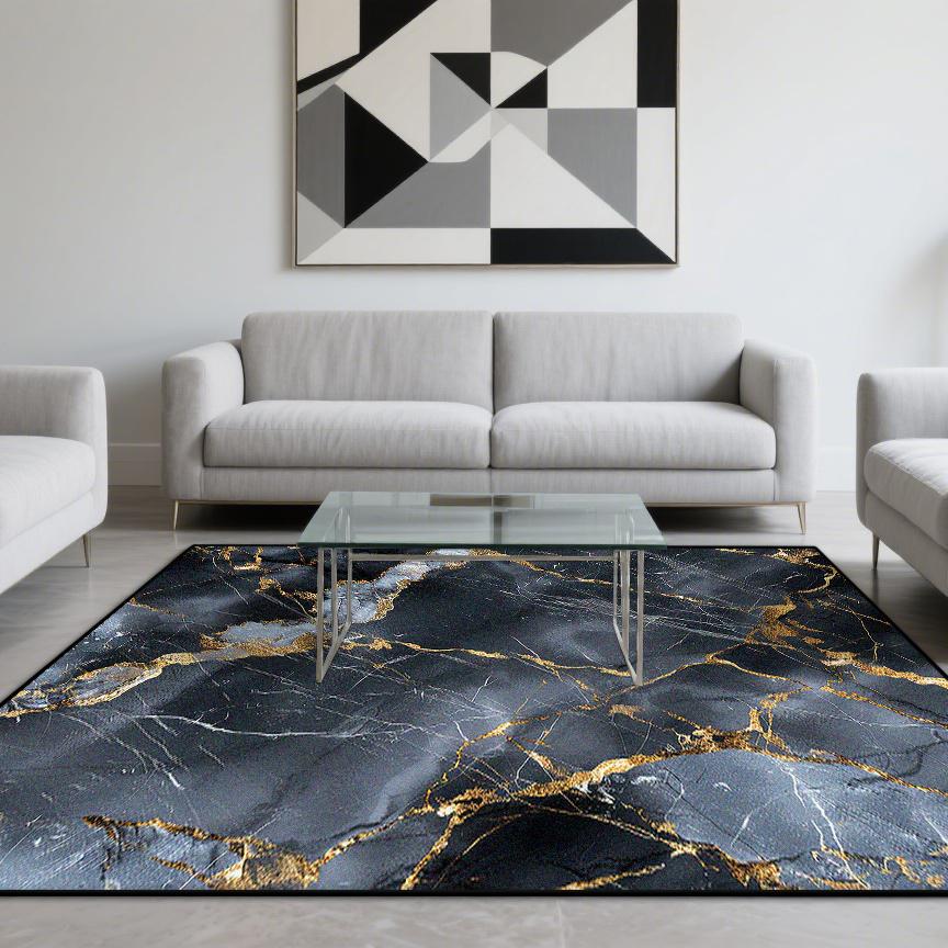 Modern Style Luxurious Carpet Living Room Marble Decoration Sofa Area Rugs Non-slip Bedroom Lounge Floor Mat Washable Doormat