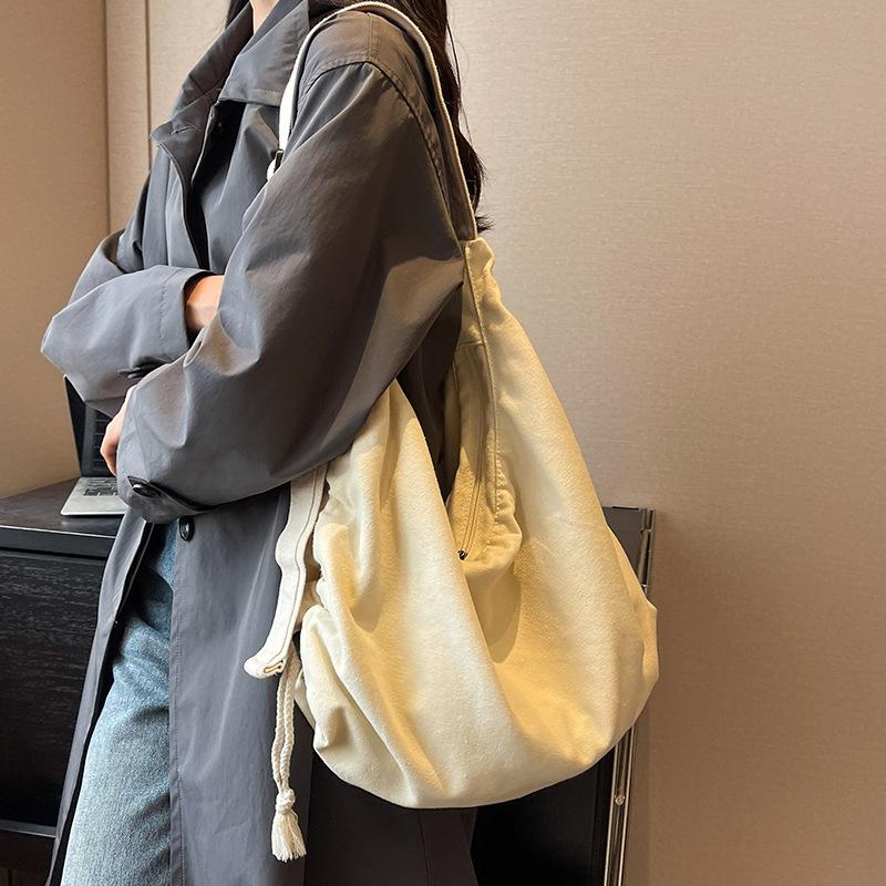 Canvas Bags  Large Capacity  New Style for Girls  Solid Color Dumpling Bags  One Shoulder Crossbody Bags