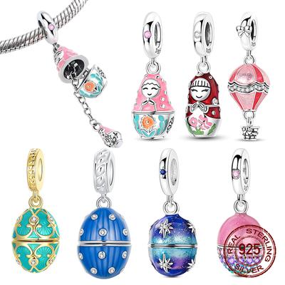 925 Silver Matryoshka Doll Charm Pendant Openable for Bracelet Jewelry DIY Gift Women Accessory
