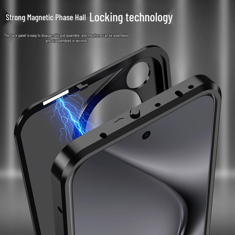 Huawei Pura70 Pro Metal Frame Frosted Snap-Button P60 Back Panel Phone Case for P80 Ultra