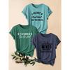 Mother's Day Gift 3 Pack Sun Letter Print Retro Women Round Neck Short Sleeve T Shirts Casual Sports Tops