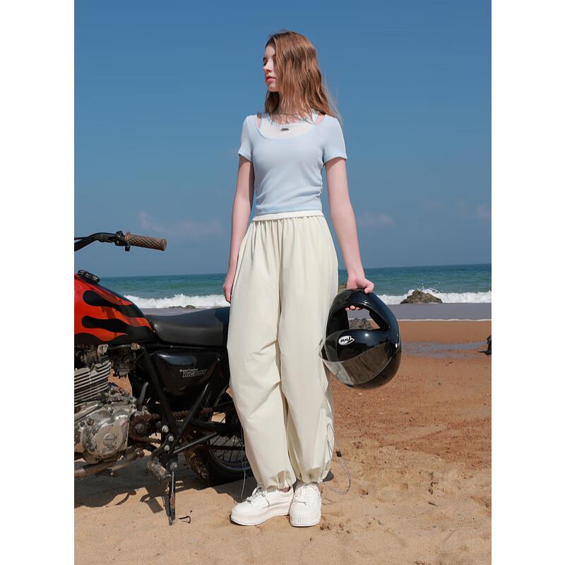 Sancai Women's Faux Two-Piece Short Sleeve T-shirt