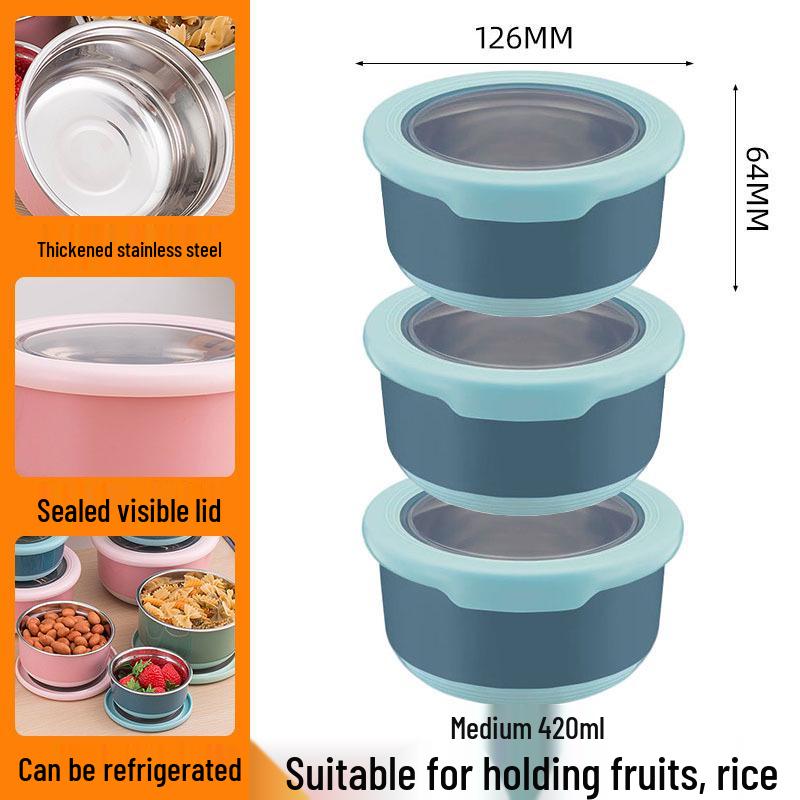 Stainless Steel Food-Grade Sealed Soup & Bento Bowl for Refrigerator