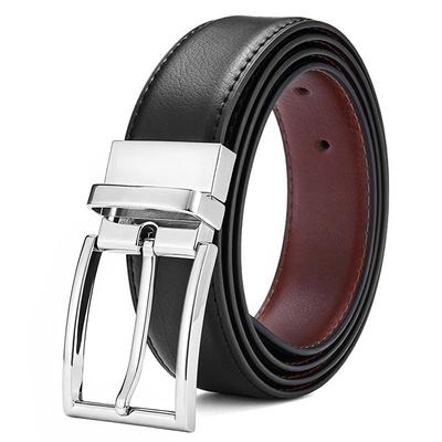 Men'S Leather Belt, Rotary Pin Buckle Belt Men'S Wide Belt Casual Double-Sided Leather Cowhide