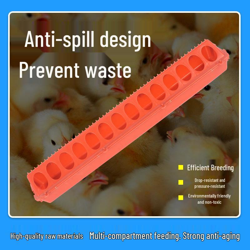 Anti-Spill Poultry Feeder: Long Trough for Feeding Chickens, Chicks, Ducks, & Geese; Spliceable Waterer Artifact for Farming.
