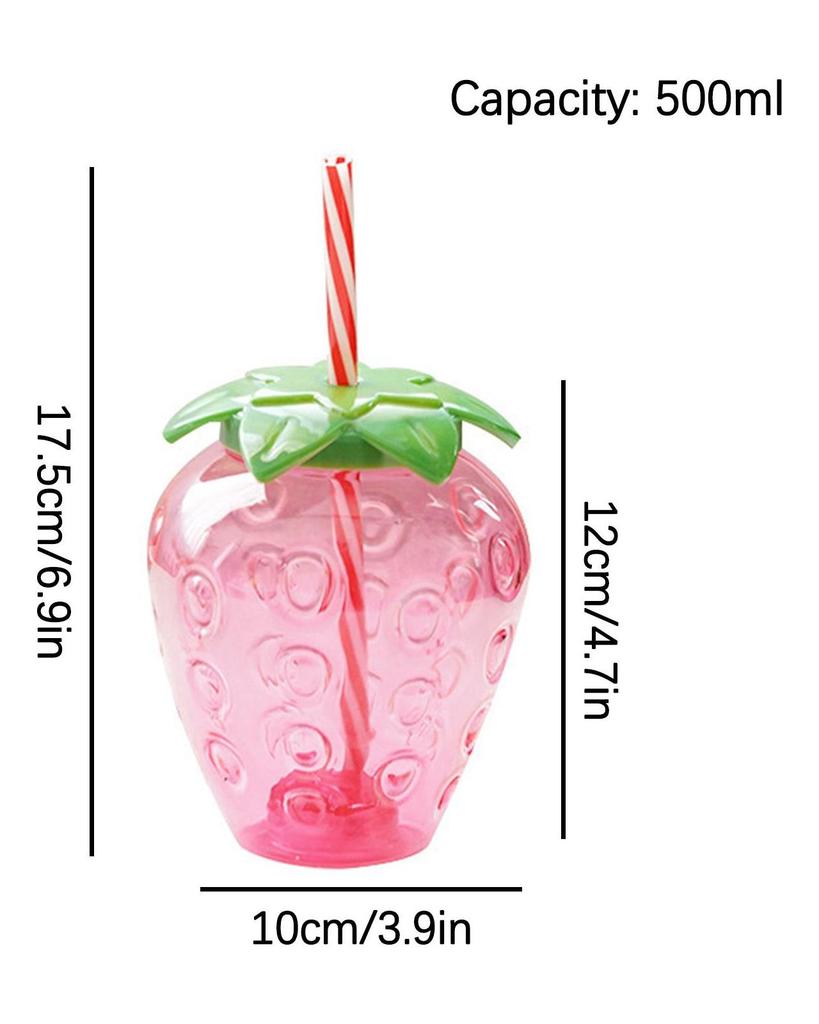 Jahodový slámový hrnek Roztomilý 500ml velkokapacitní plastový hrnek na vodu pro školní kancelář doma